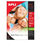 Fotopapīrs APLI Best Price InkJet, A4, 140g/m2, glancēts, 100 loksnes