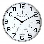 Sienas pulkstenis UNILUX POP, diametrs 28cm, sudraba krāsā