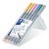 Pildspalvu komplekts STAEDTLER Fineliner triplus Pastel, 0.3mm, 6 krāsas