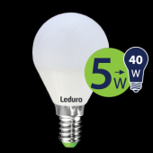 LED spuldze Leduro G45 E14 5W 2700K 400lm matēta